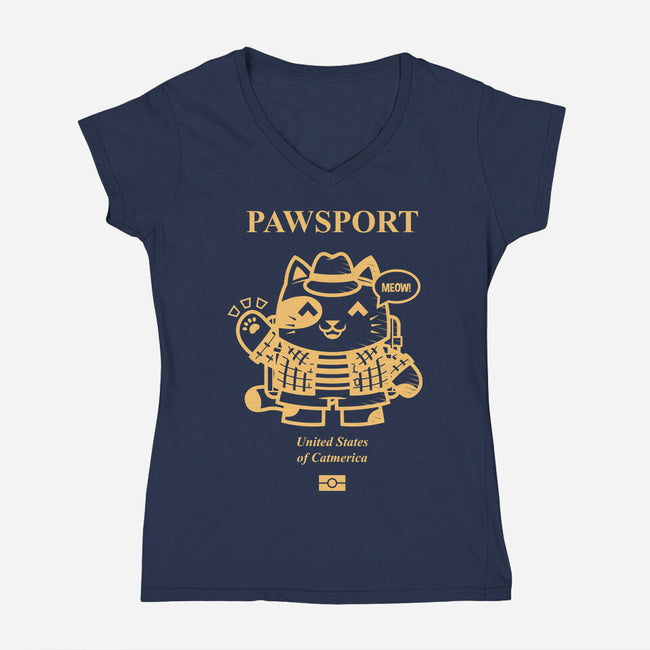 Pawsport Cat-Womens-V-Neck-Tee-krisren28