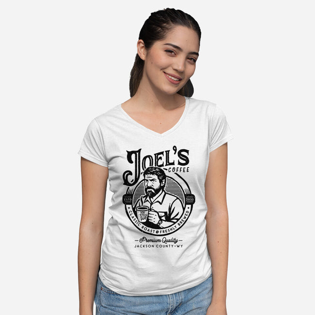 Joel's Coffee-Womens-V-Neck-Tee-demonigote