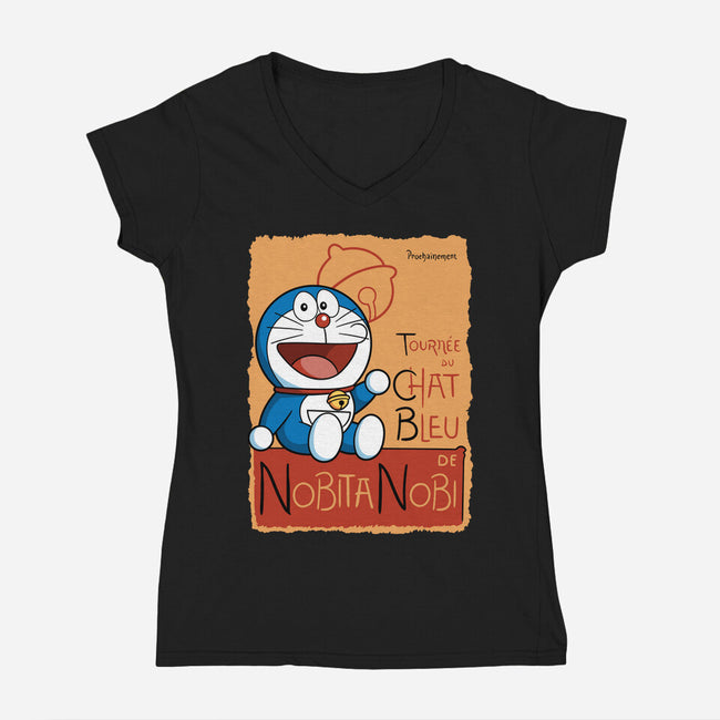 Le Chat Bleu-Womens-V-Neck-Tee-jasesa