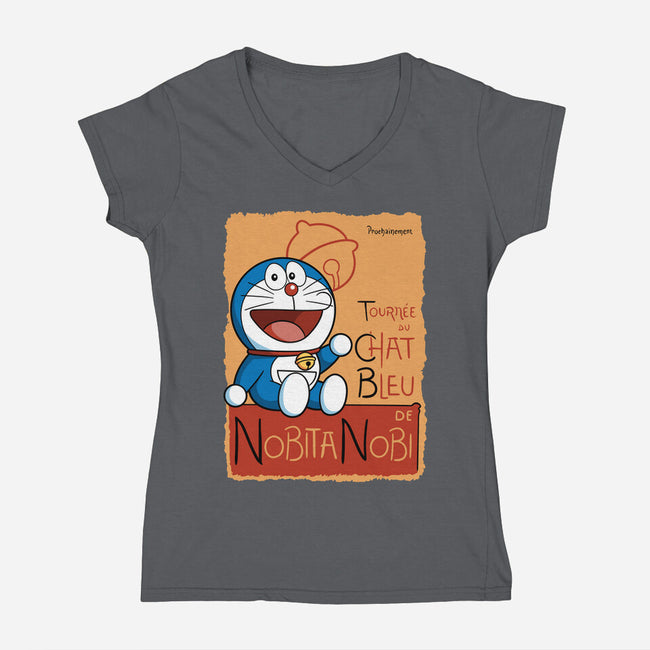 Le Chat Bleu-Womens-V-Neck-Tee-jasesa