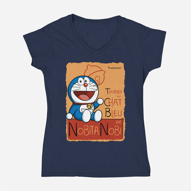 Le Chat Bleu-Womens-V-Neck-Tee-jasesa