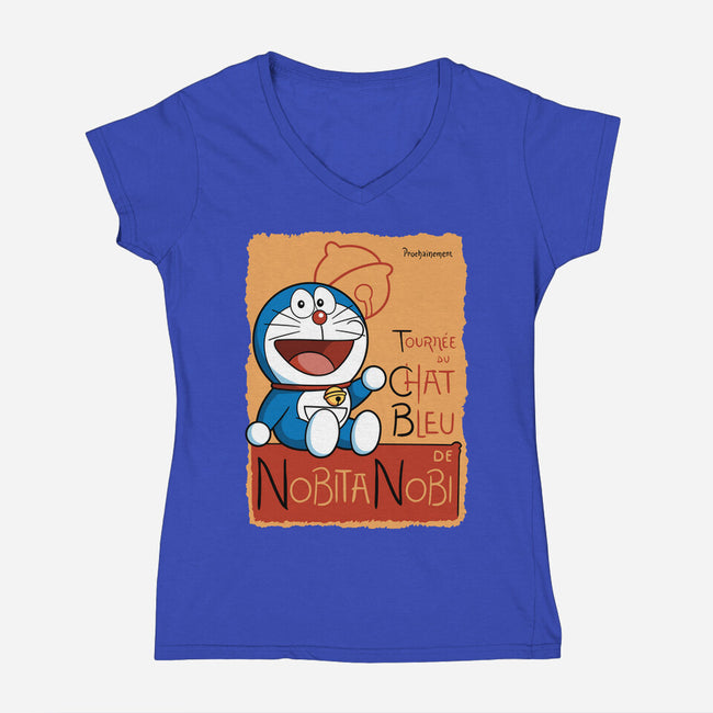Le Chat Bleu-Womens-V-Neck-Tee-jasesa