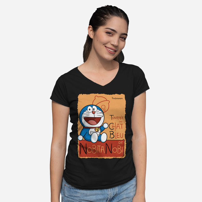 Le Chat Bleu-Womens-V-Neck-Tee-jasesa