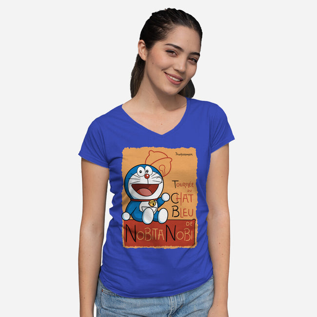 Le Chat Bleu-Womens-V-Neck-Tee-jasesa