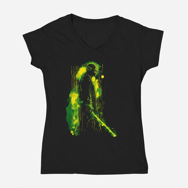 One With The Force-Womens-V-Neck-Tee-kharmazero