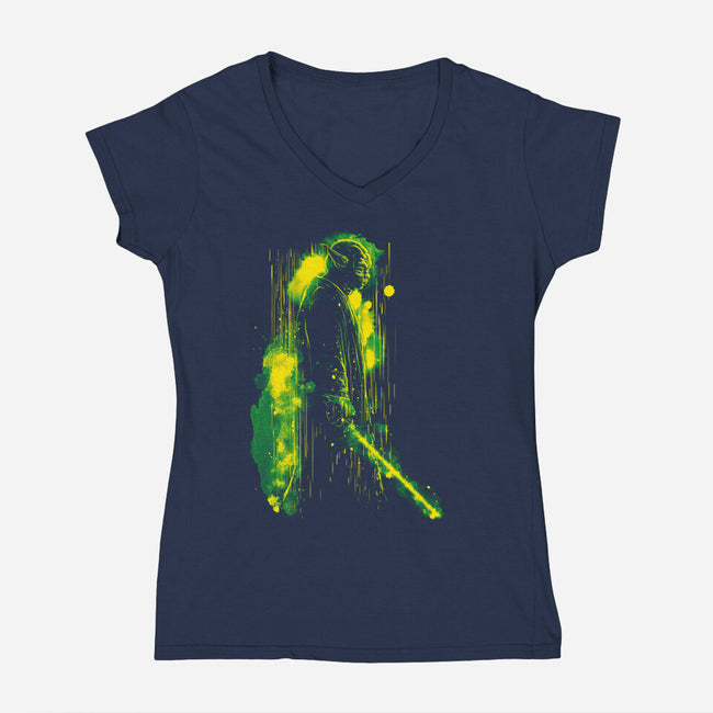 One With The Force-Womens-V-Neck-Tee-kharmazero