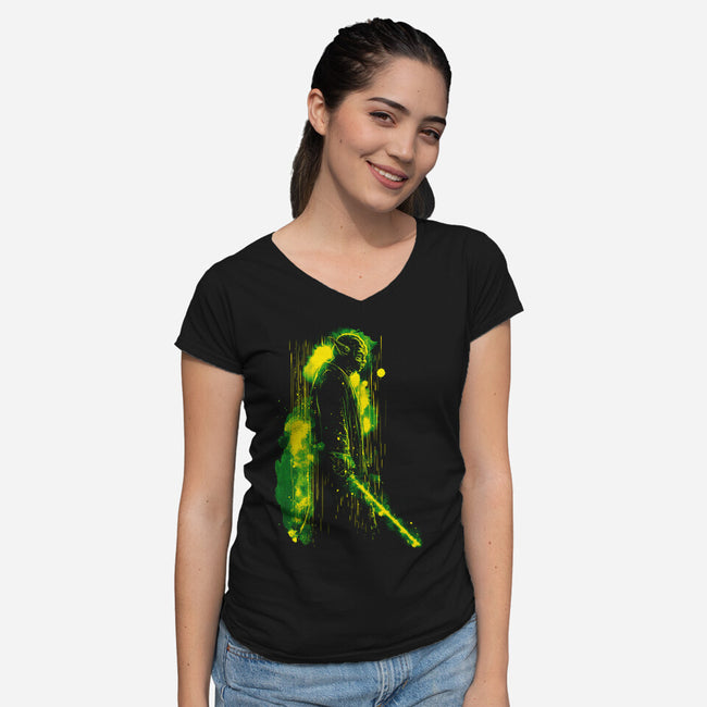 One With The Force-Womens-V-Neck-Tee-kharmazero