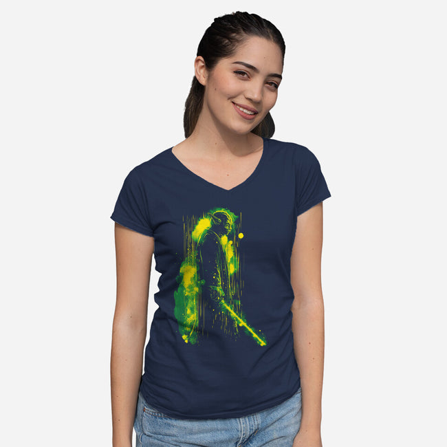 One With The Force-Womens-V-Neck-Tee-kharmazero