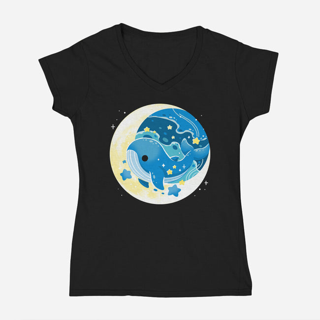 Night Whale-Womens-V-Neck-Tee-Vallina84