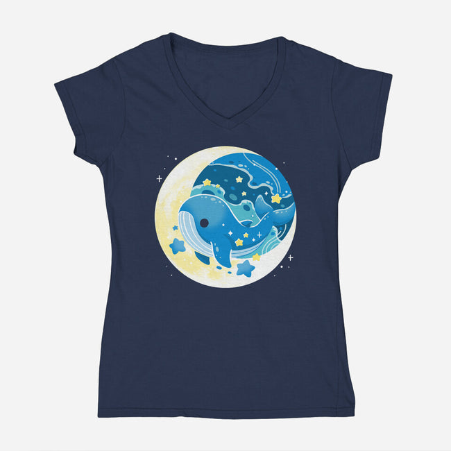Night Whale-Womens-V-Neck-Tee-Vallina84