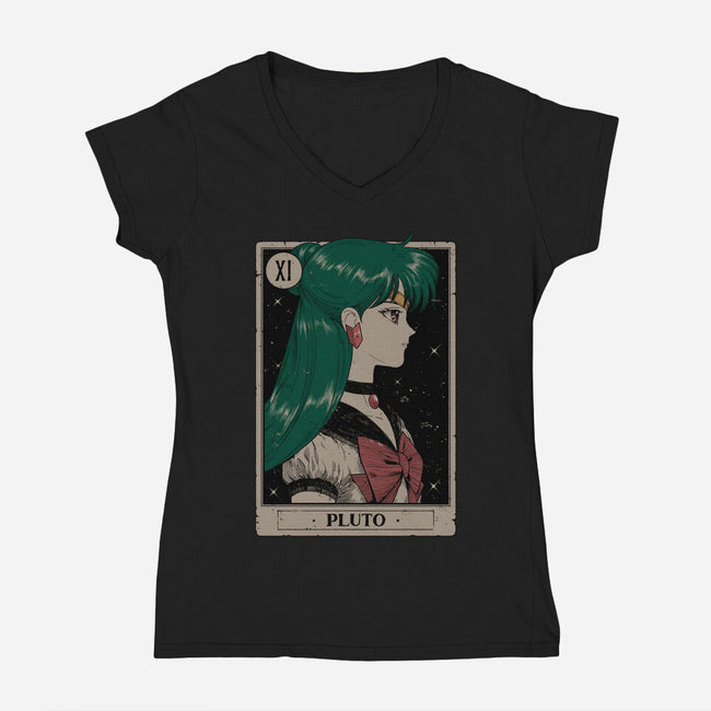 Pluto Tarot Card-Womens-V-Neck-Tee-Hafaell