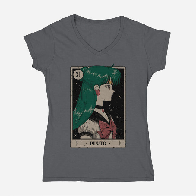 Pluto Tarot Card-Womens-V-Neck-Tee-Hafaell