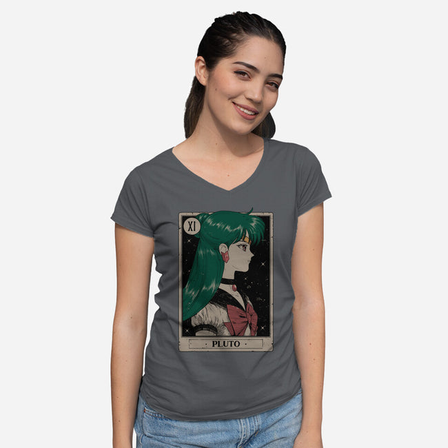Pluto Tarot Card-Womens-V-Neck-Tee-Hafaell