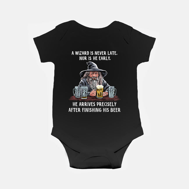 A Wizard Is Never Later-Baby-Basic-Onesie-zascanauta