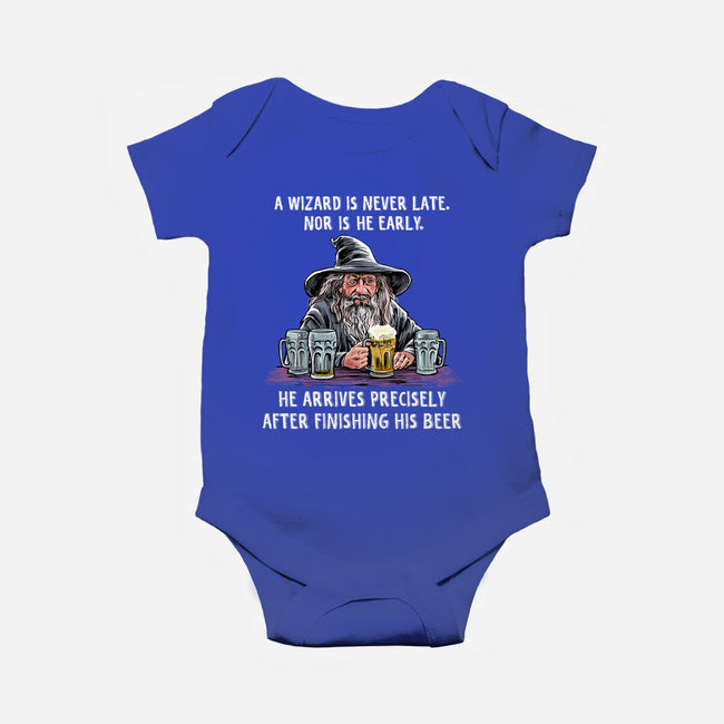 A Wizard Is Never Later-Baby-Basic-Onesie-zascanauta