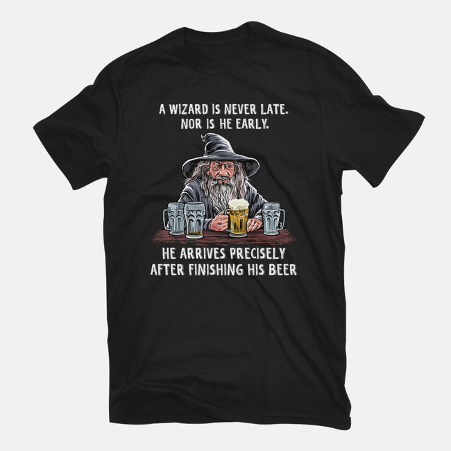 A Wizard Is Never Later-Mens-Basic-Tee-zascanauta