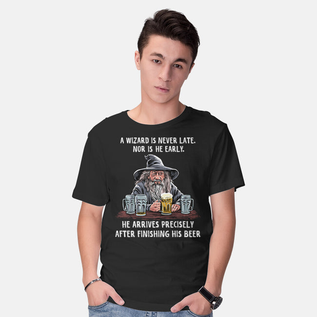 A Wizard Is Never Later-Mens-Basic-Tee-zascanauta