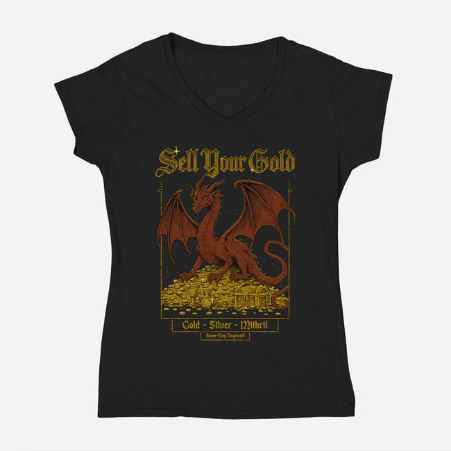 Sell Your Gold-Womens-V-Neck-Tee-Hafaell
