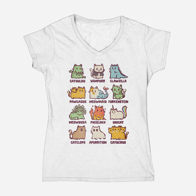Meowthological Creatures-Womens-V-Neck-Tee-kg07