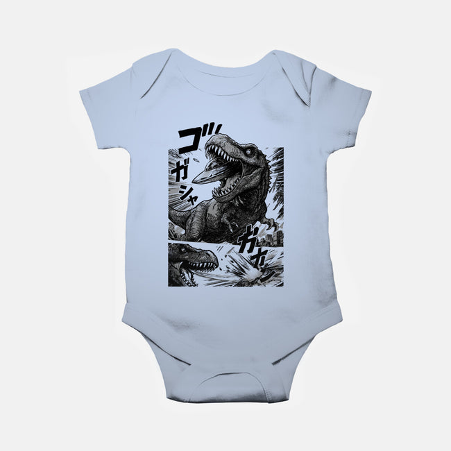 T-rex Vs Ufo-Baby-Basic-Onesie-fanfabio