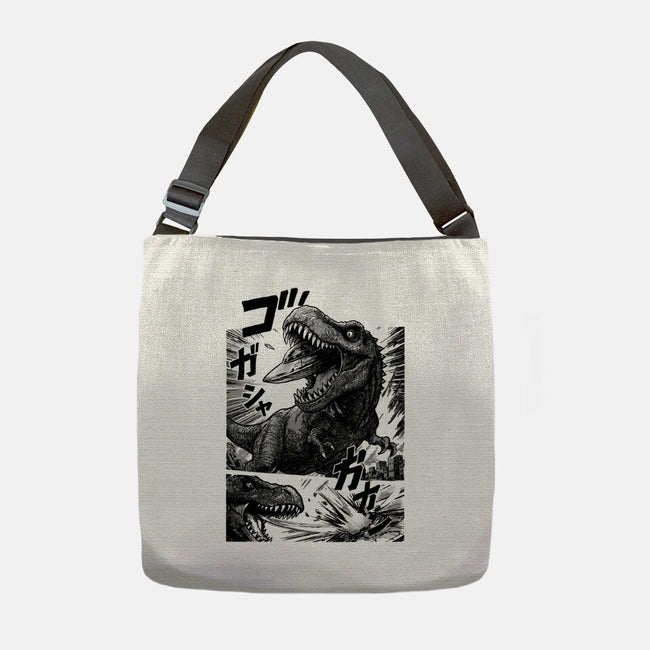 T-rex Vs Ufo-None-Adjustable Tote-Bag-fanfabio