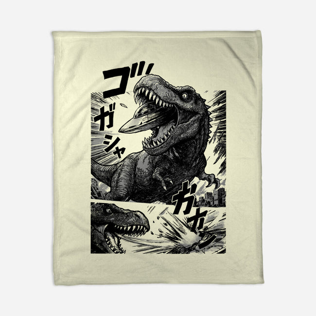 T-rex Vs Ufo-None-Fleece-Blanket-fanfabio