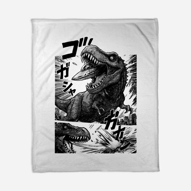 T-rex Vs Ufo-None-Fleece-Blanket-fanfabio