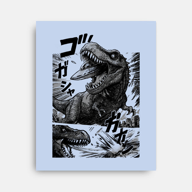 T-rex Vs Ufo-None-Stretched-Canvas-fanfabio