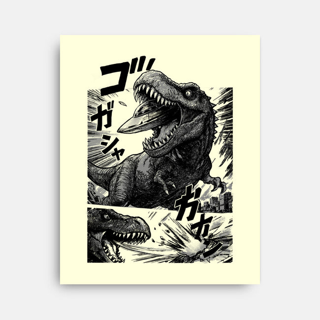 T-rex Vs Ufo-None-Stretched-Canvas-fanfabio