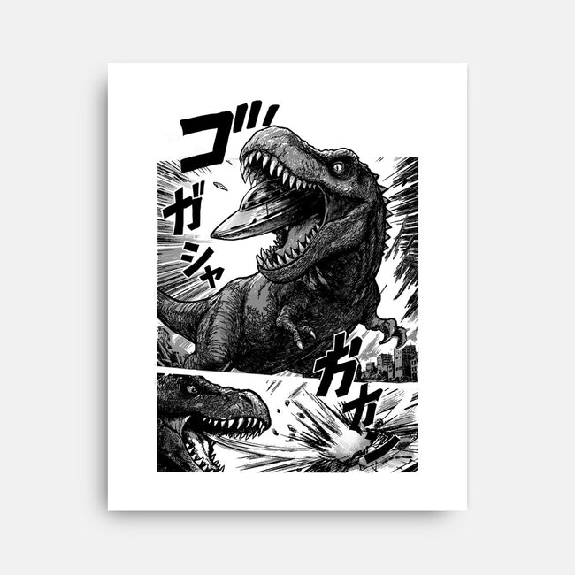 T-rex Vs Ufo-None-Stretched-Canvas-fanfabio