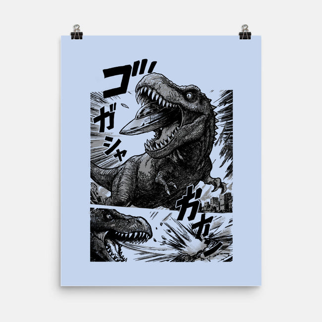 T-rex Vs Ufo-None-Matte-Poster-fanfabio