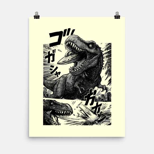 T-rex Vs Ufo-None-Matte-Poster-fanfabio