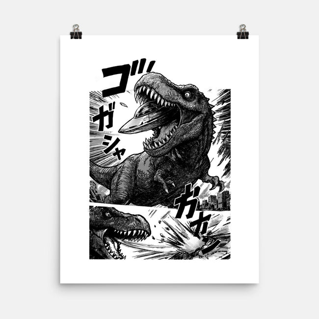 T-rex Vs Ufo-None-Matte-Poster-fanfabio