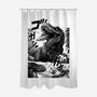 T-rex Vs Ufo-None-Polyester-Shower Curtain-fanfabio