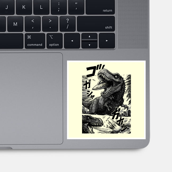 T-rex Vs Ufo-None-Glossy-Sticker-fanfabio