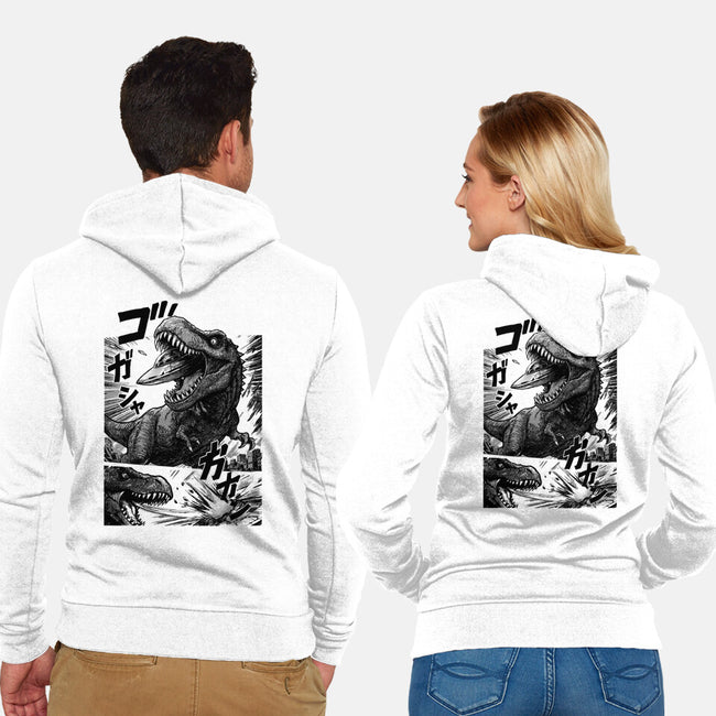 T-rex Vs Ufo-Unisex-Zip-Up-Sweatshirt-fanfabio