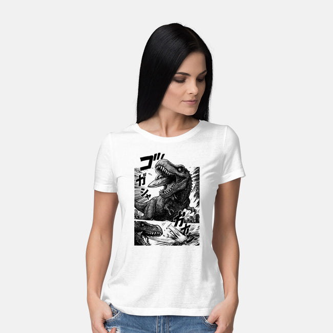 T-rex Vs Ufo-Womens-Basic-Tee-fanfabio