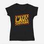 Steves Space Lava Chicken-Womens-V-Neck-Tee-rocketman_art