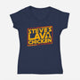 Steves Space Lava Chicken-Womens-V-Neck-Tee-rocketman_art
