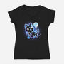 Kitten Galaxy-Womens-V-Neck-Tee-Vallina84