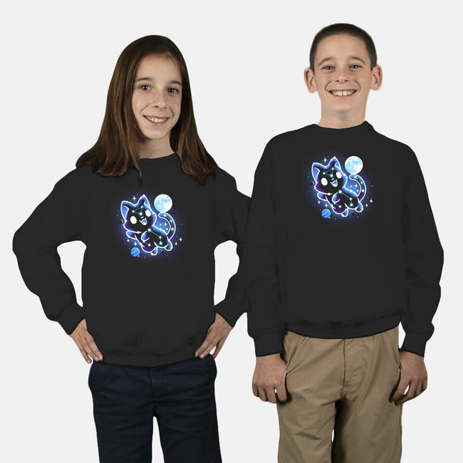 Kitten Galaxy-Youth-Crew Neck-Sweatshirt-Vallina84