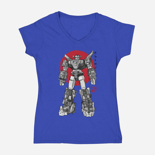 King Of The Beasts Sumi-e-Womens-V-Neck-Tee-DrMonekers