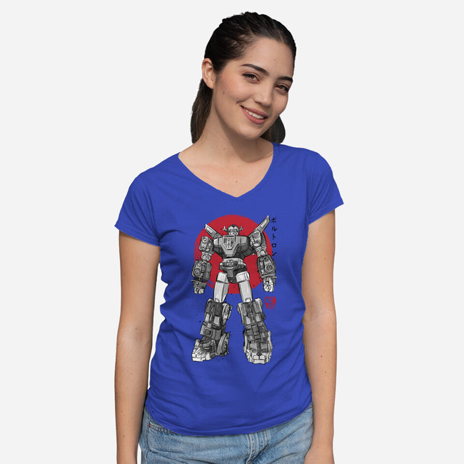 King Of The Beasts Sumi-e-Womens-V-Neck-Tee-DrMonekers