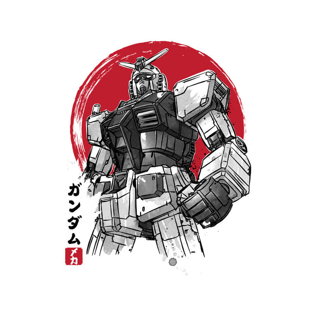 Gundam Sumi-e-Womens-V-Neck-Tee-DrMonekers