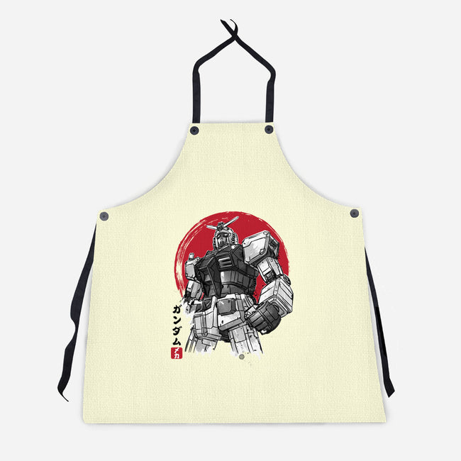 Gundam Sumi-e-Unisex-Kitchen-Apron-DrMonekers