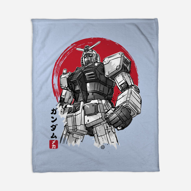 Gundam Sumi-e-None-Fleece-Blanket-DrMonekers
