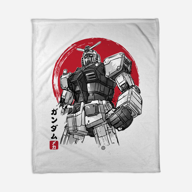 Gundam Sumi-e-None-Fleece-Blanket-DrMonekers