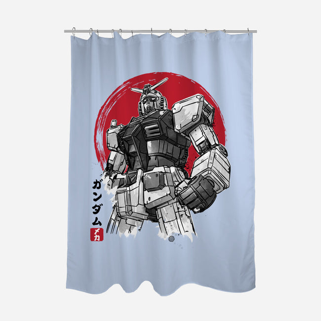 Gundam Sumi-e-None-Polyester-Shower Curtain-DrMonekers