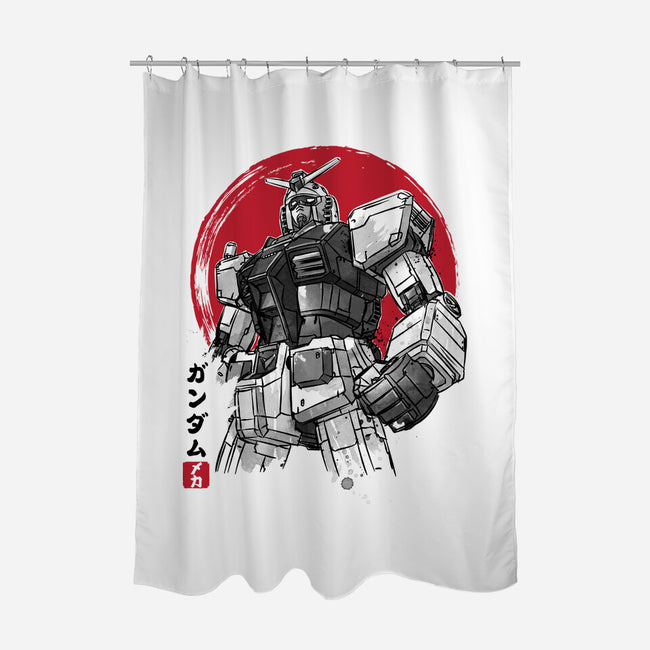 Gundam Sumi-e-None-Polyester-Shower Curtain-DrMonekers