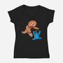 Kaiju Bread Man-Womens-V-Neck-Tee-naomori